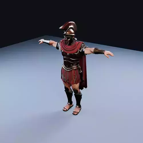 Spartan warrior Battleworn Low Poly PBR Game Asset