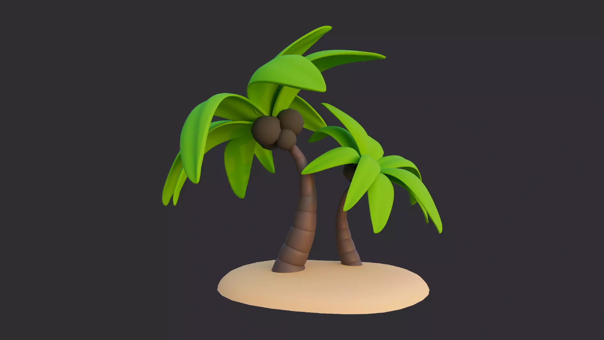 Low Poly Palm Tree Islet 3D model