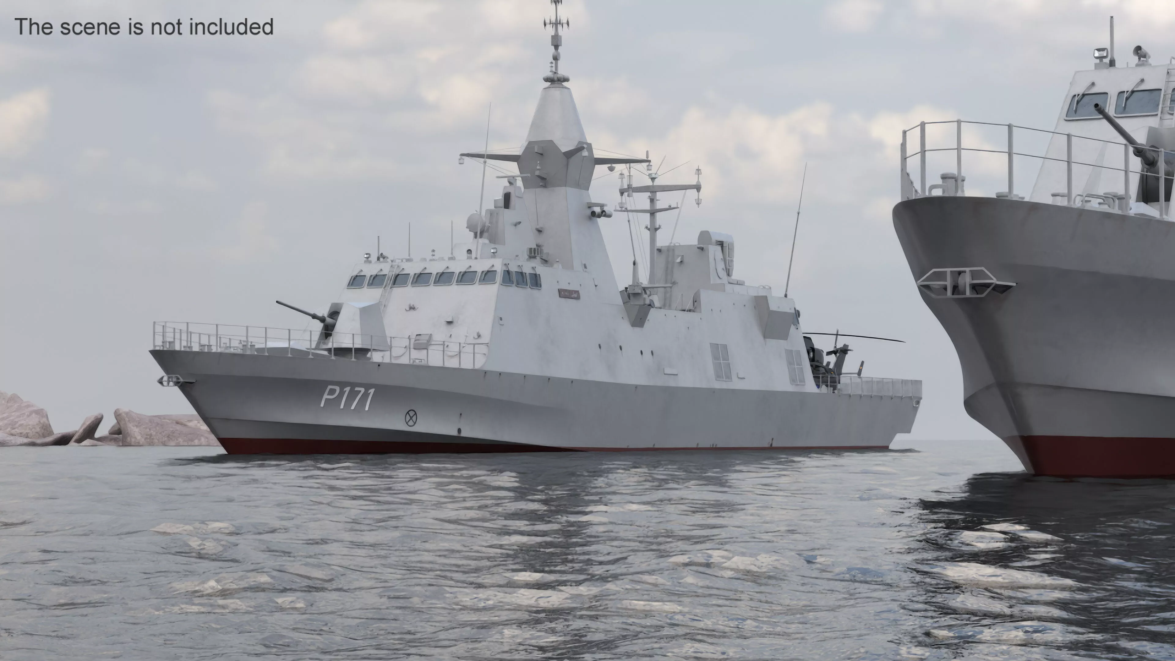 Baynunah Class Corvette with Eurocopter Tiger EC665 Rigged 3D model