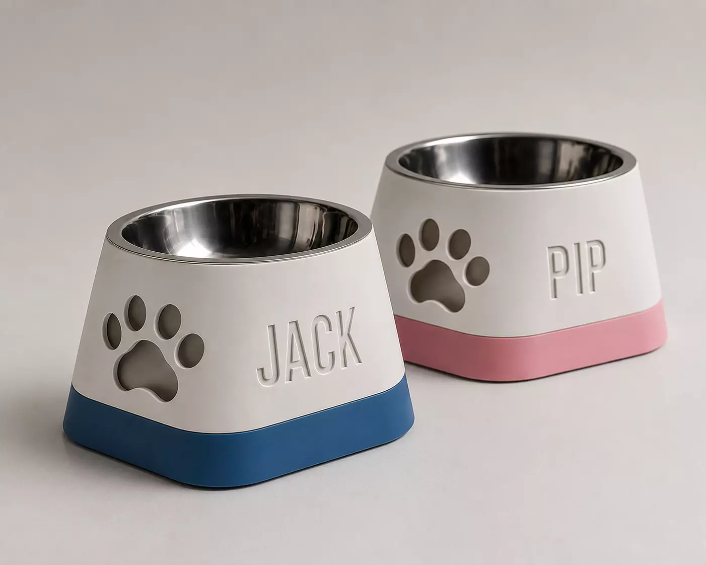 DOG AND CAT BOWL - CUSTOM NAME AND PAW HANDLE 3D print model