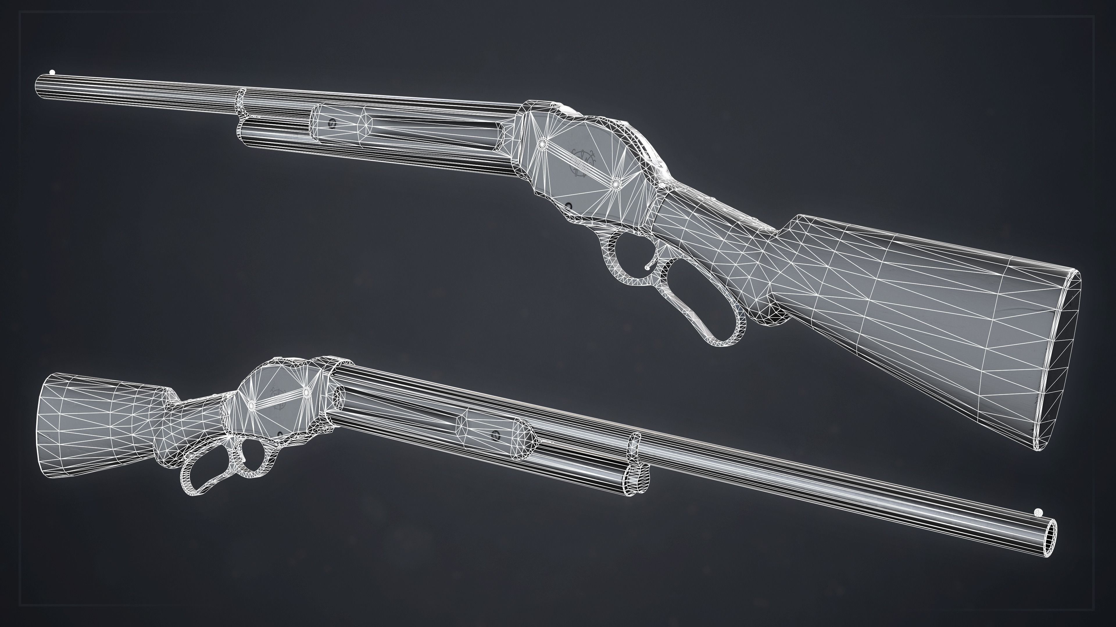 PBR Winchester Model 1887 Low-poly 3D model_7