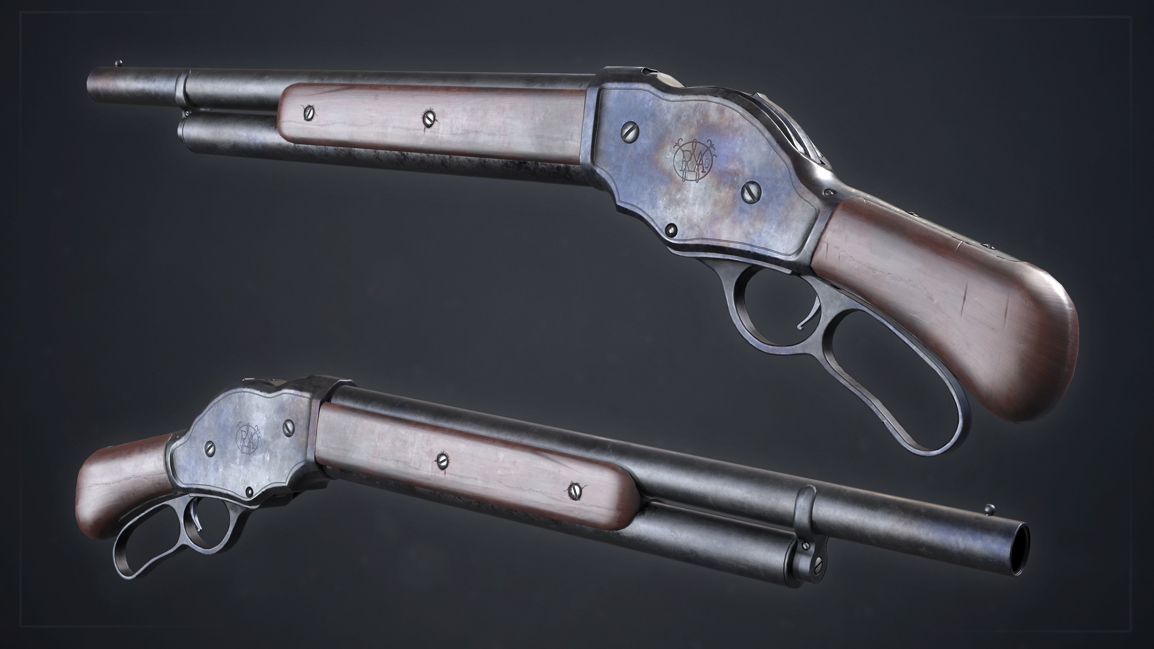 PBR Winchester Model 1887 Low-poly 3D model_3