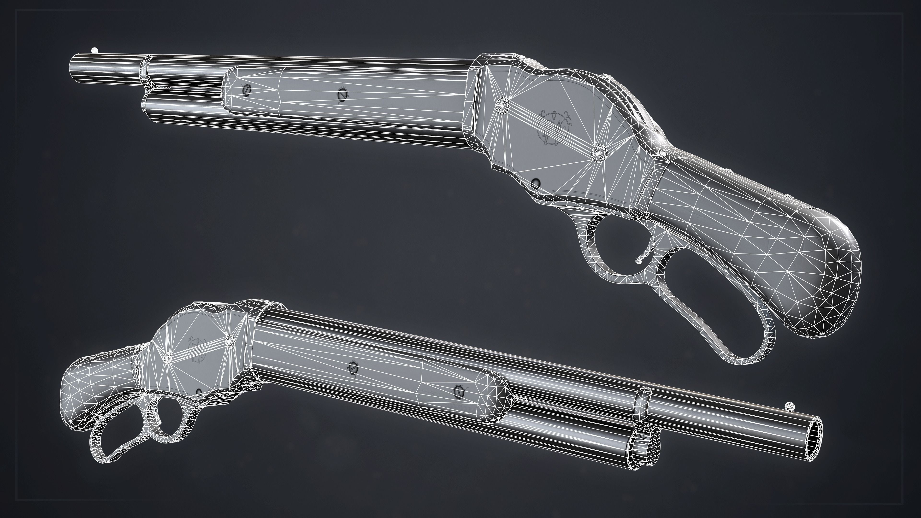 PBR Winchester Model 1887 Low-poly 3D model_8