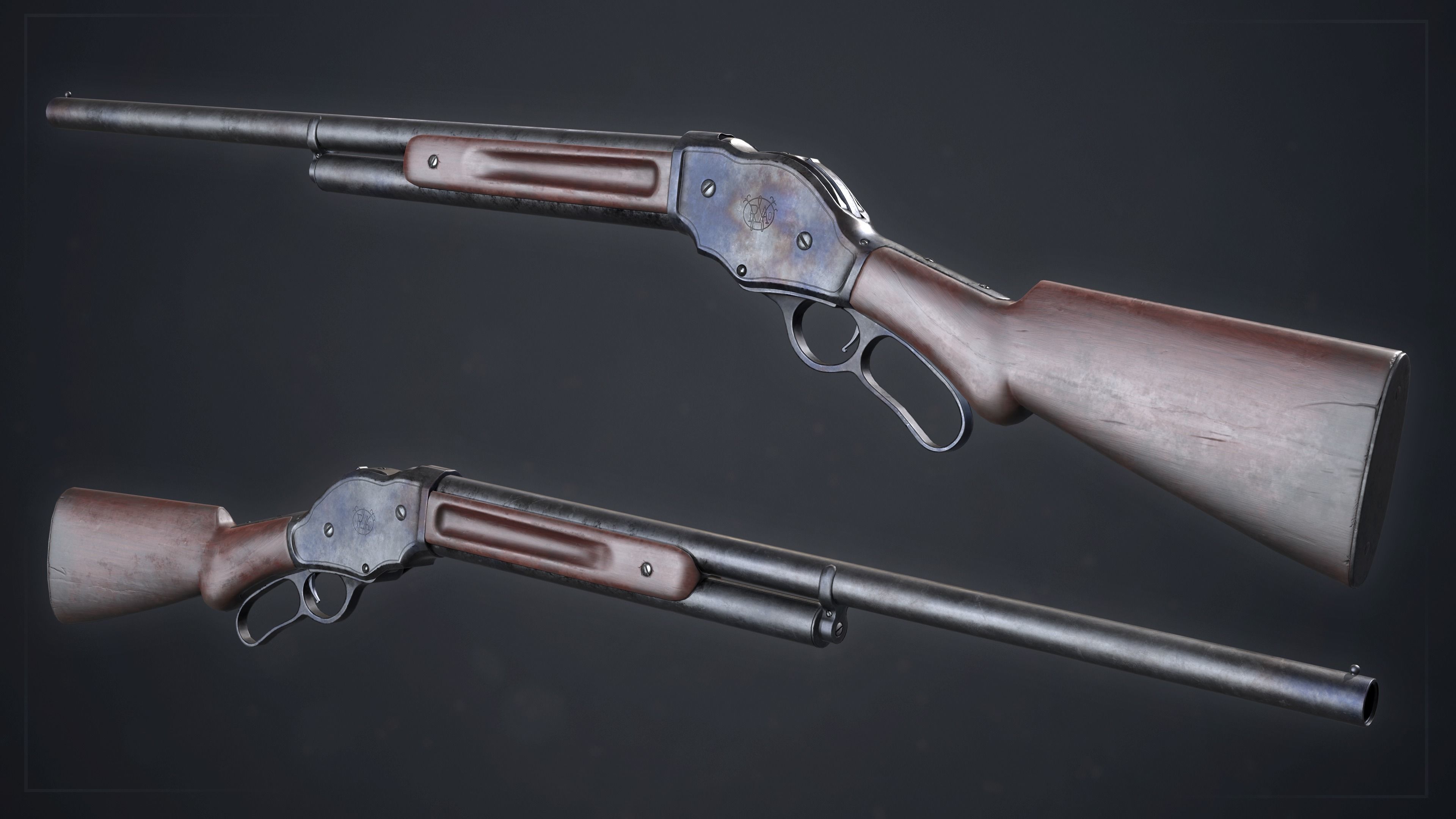PBR Winchester Model 1887 Low-poly 3D model_2
