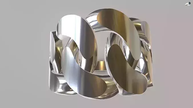 17mm Cuban Link Gold Ring 3D Model 3DM STL  Modern Jewelry CAD