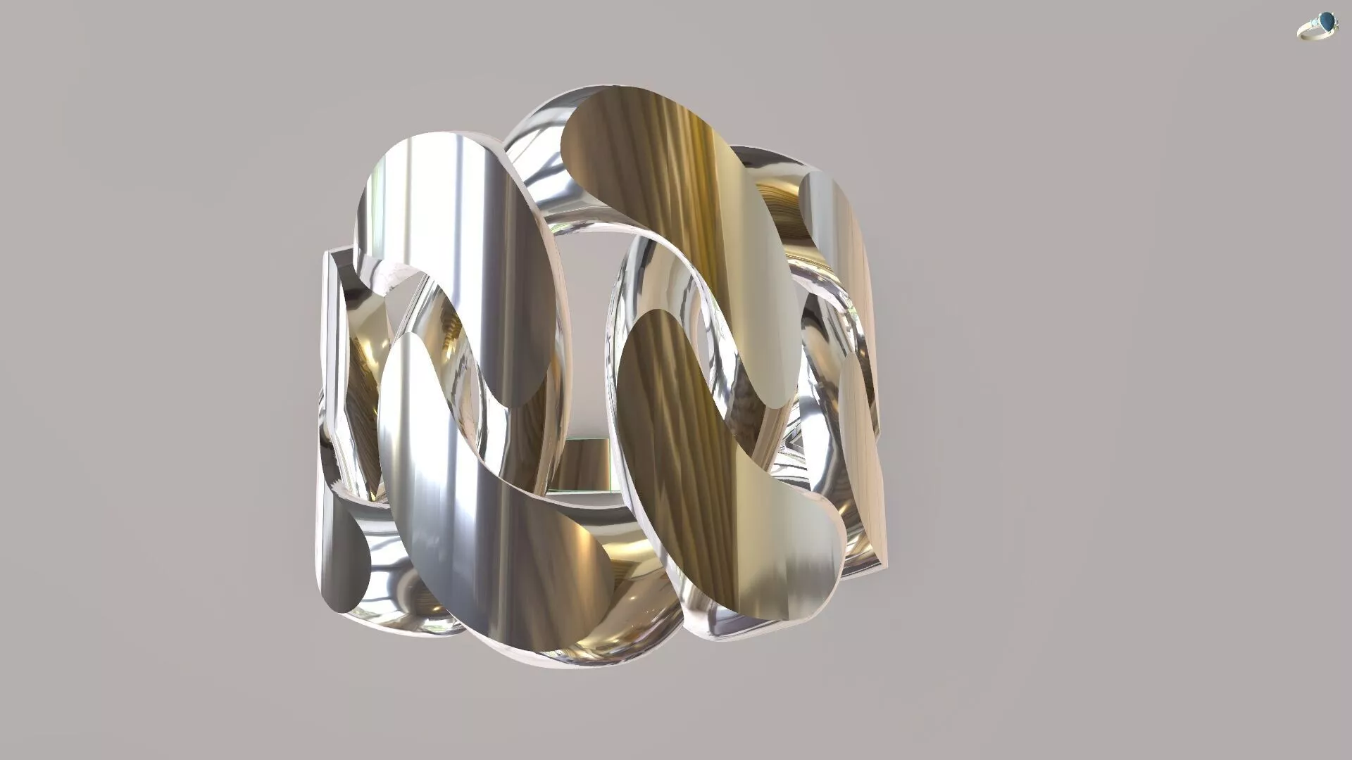 21mm Cuban Link Gold Ring 3D Model 3DM STL Modern Jewelry CAD 3D print model