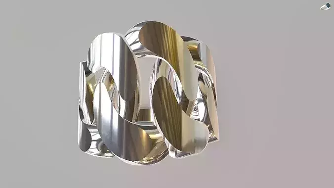21mm Cuban Link Gold Ring 3D Model 3DM STL  Modern Jewelry CAD