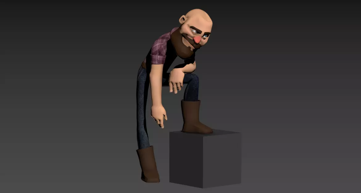 Hank Stylized Male Character Rig with Facial Controls - 3ds Max Free 3D model
