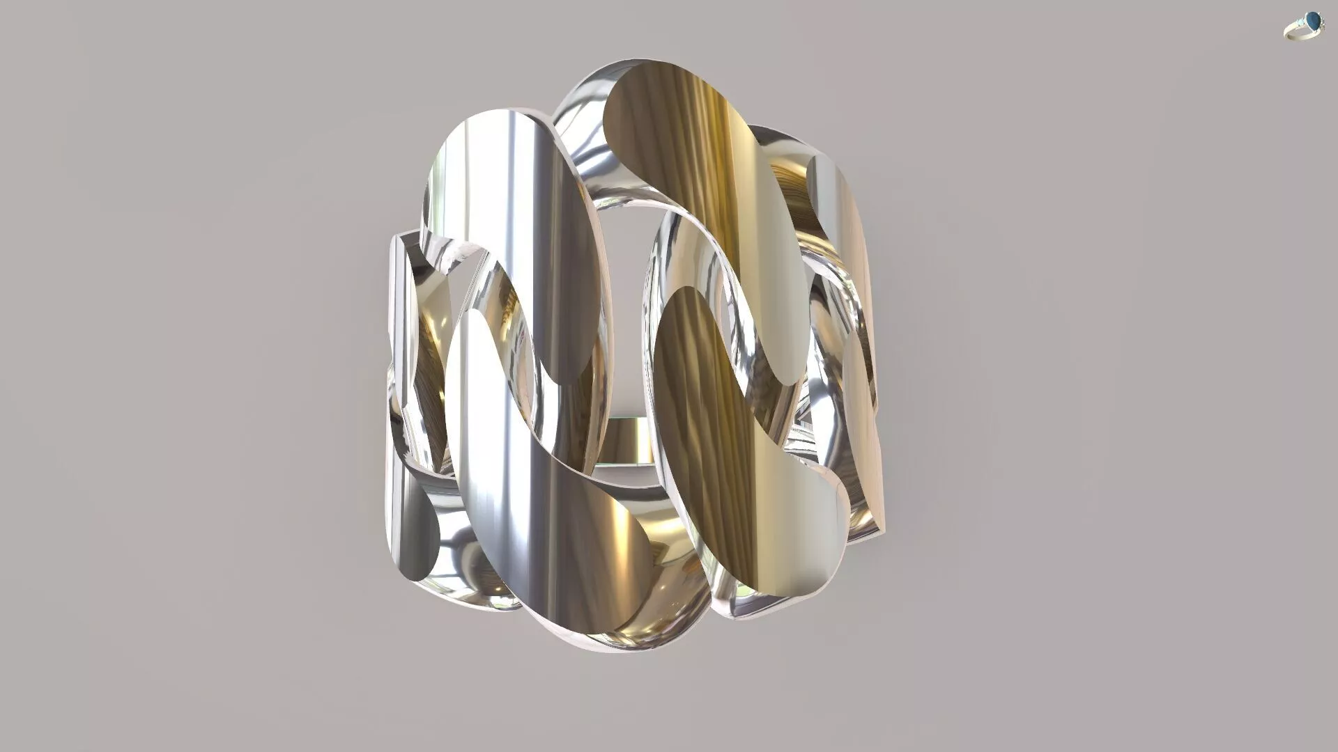 25mm Cuban Link Gold Ring 3D Model 3DM STL Modern Jewelry CAD 3D print model