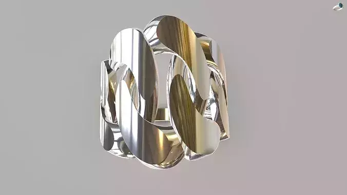 25mm Cuban Link Gold Ring 3D Model 3DM STL   Modern Jewelry CAD
