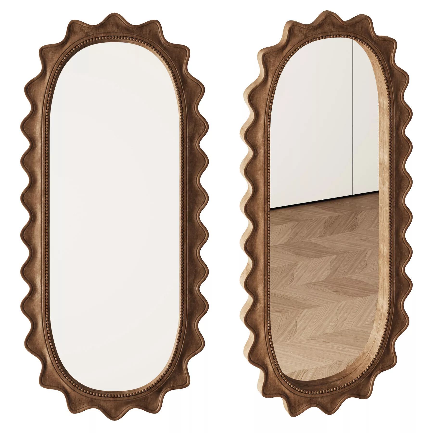 Wooden Ripple Mirror By HKliving 3D model