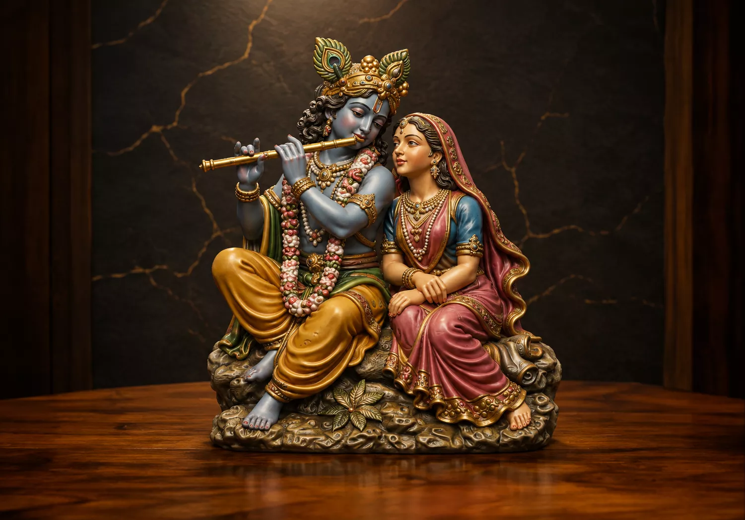 Radha Krishna Sitting Statue STL 3D print model