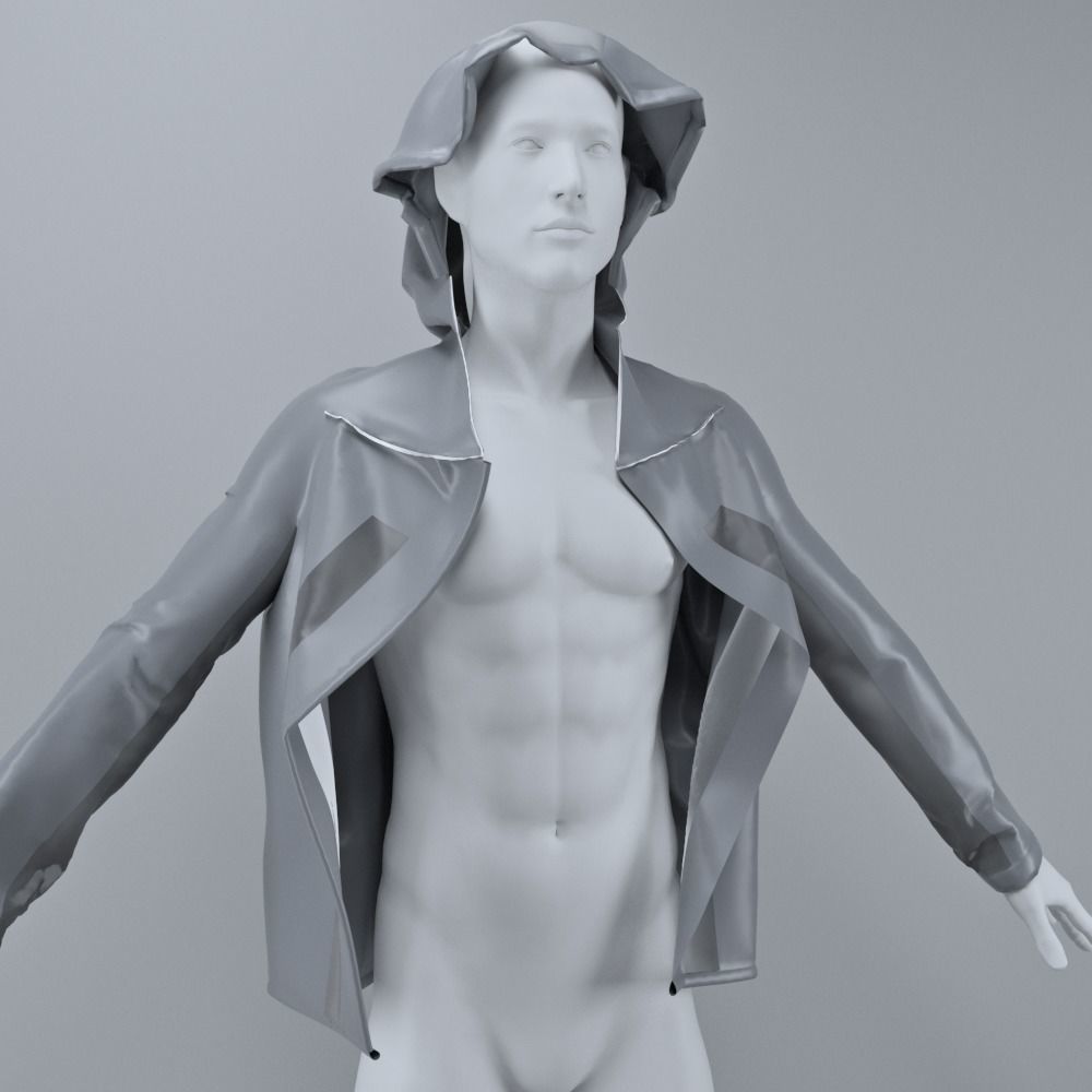Hooded Running Jacket 3D model_0