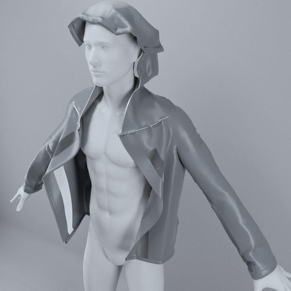 Hooded Running Jacket 3D model_1