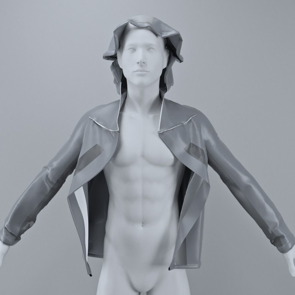 Hooded Running Jacket 3D model_2