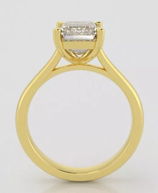 Emerald Cut Solitaire Engagement Ring 3D print model