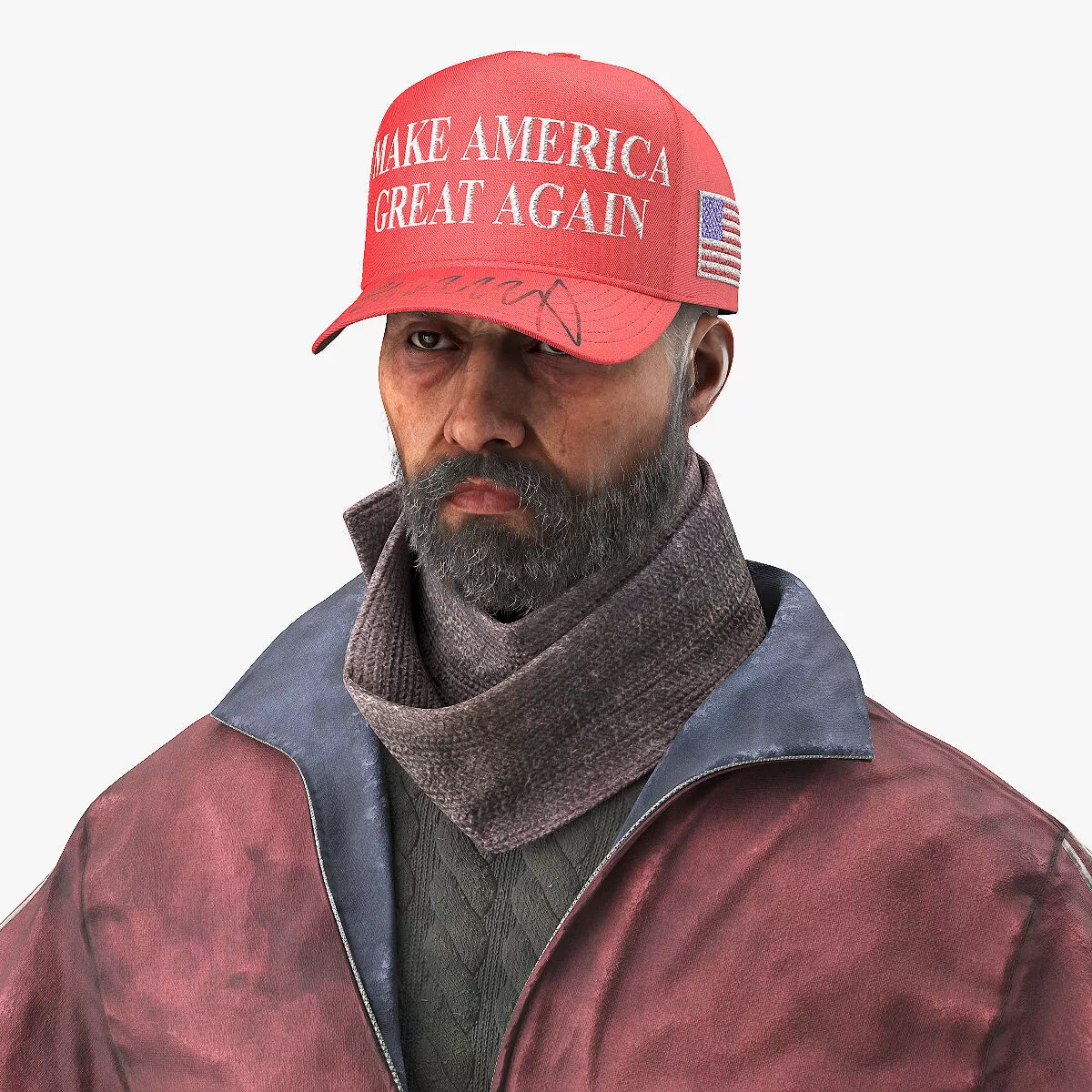 Homeless Man Wearing Trump Cap 3D model