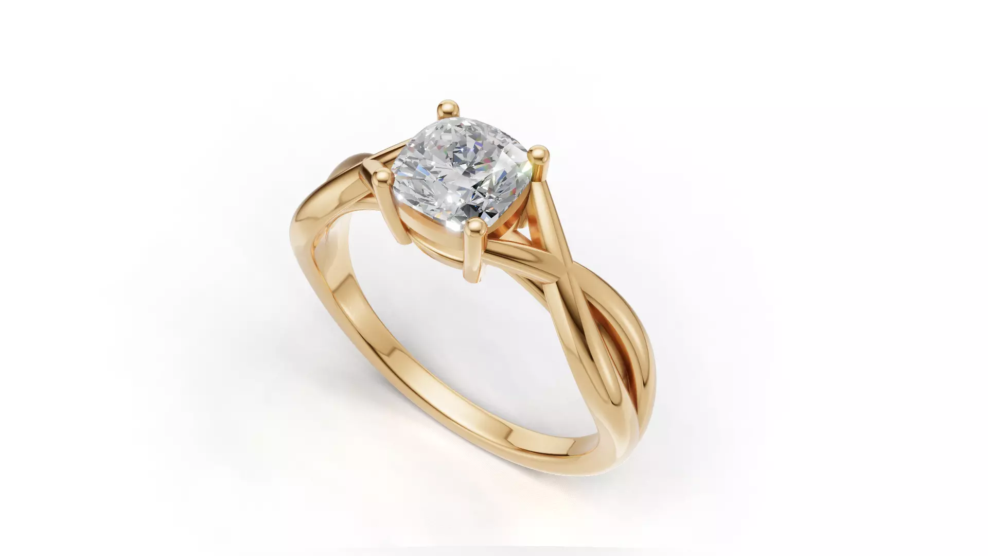 Cushion Split Shank Solitaire Engagement Ring 3D Model 3D print model