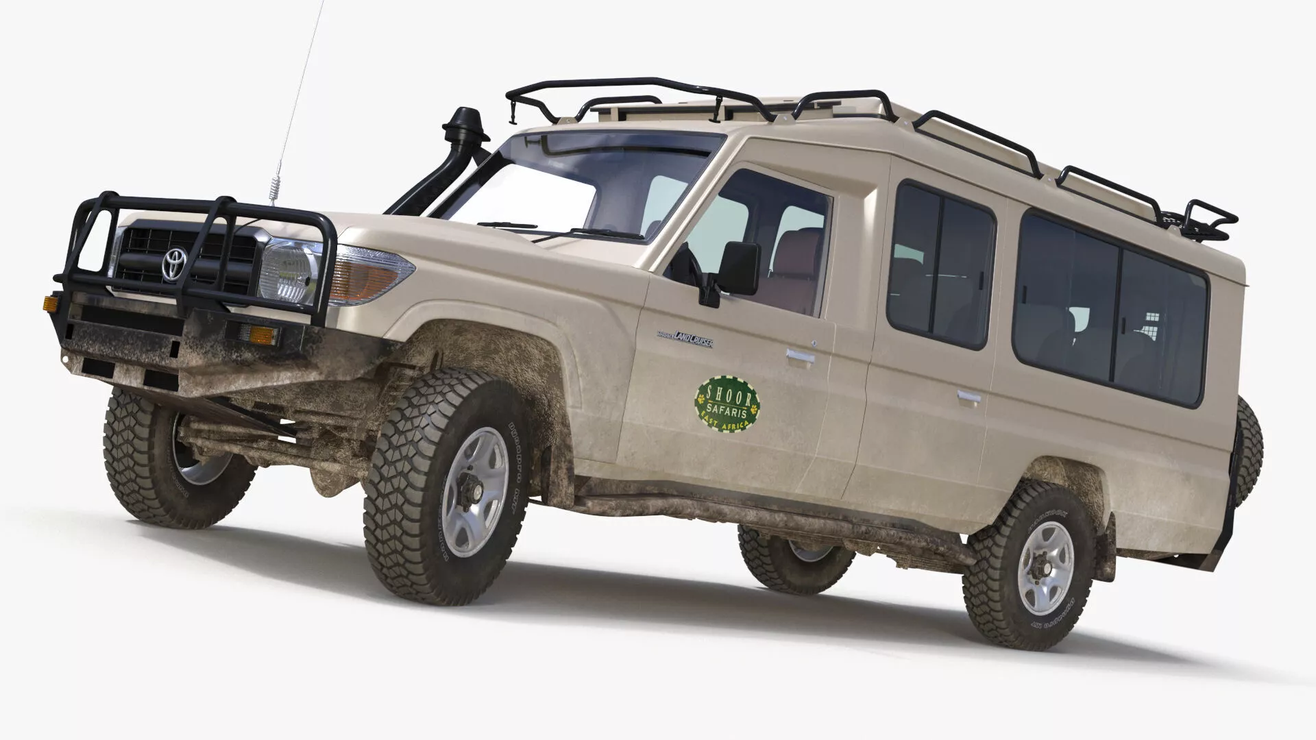 Toyota Land Cruiser Safari Beige Dirty Rigged 3D model