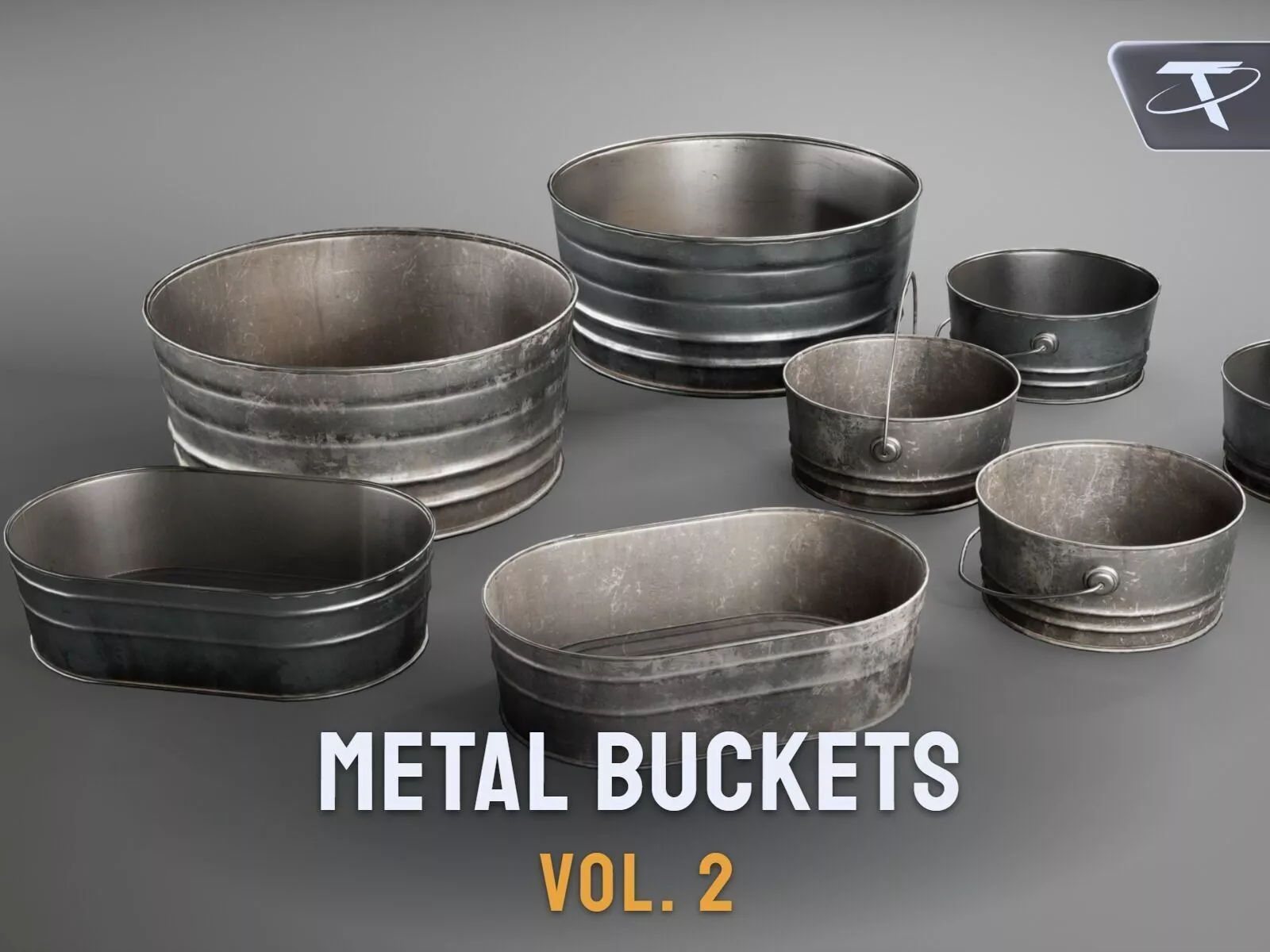 Metal Buckets VOL 2 Low-poly 3D model