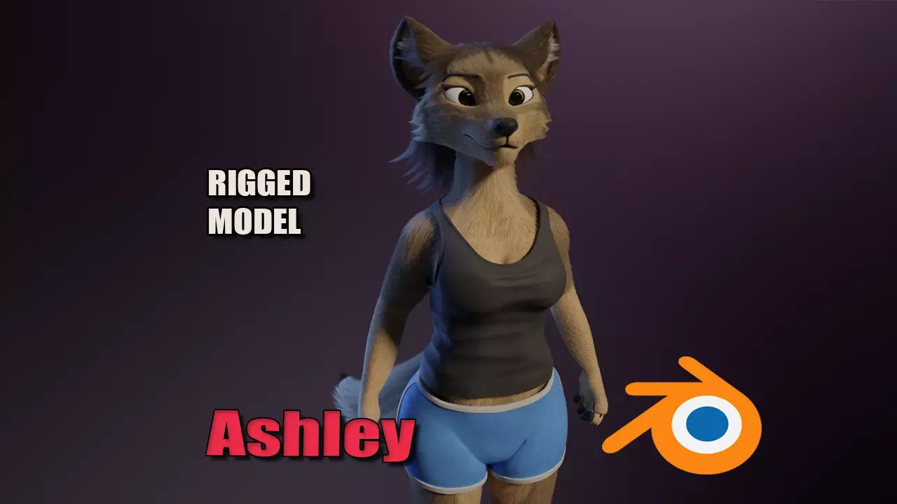 Ashley Anthro Wolf Low-poly 3D model