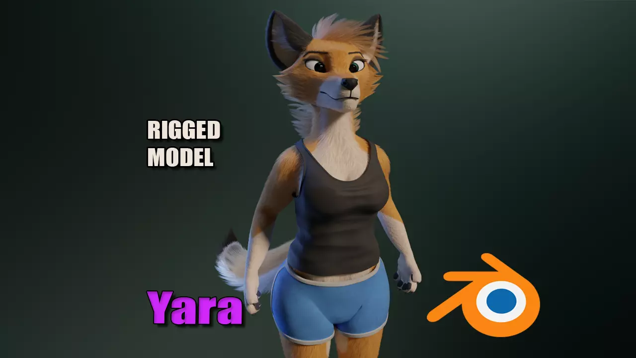 Yara Anthro Fox Low-poly 3D model