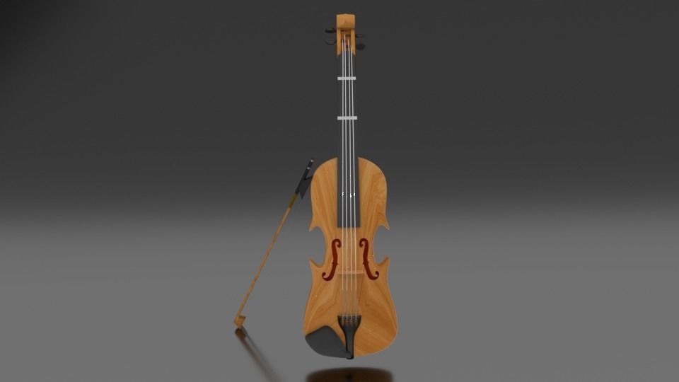 3D Violin Model wooden 3D model_0
