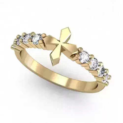 Cross Diamond Ring 3D print model