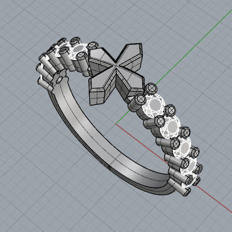 Cross Diamond Ring 3D print model_8