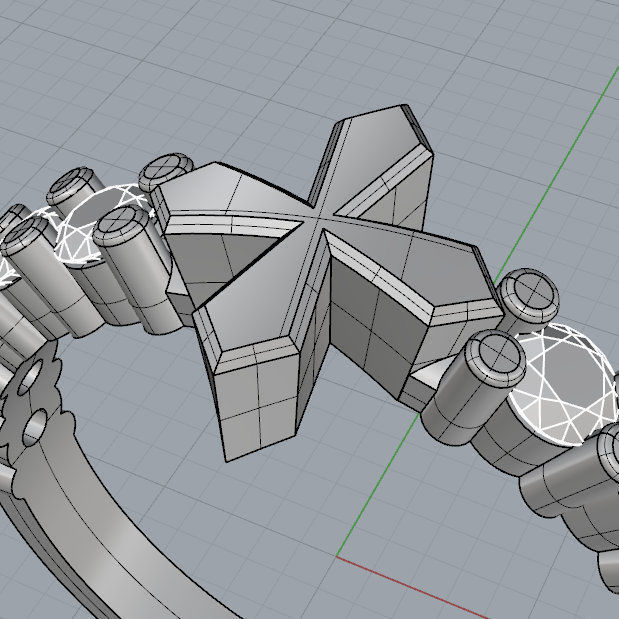 Cross Diamond Ring 3D print model_5