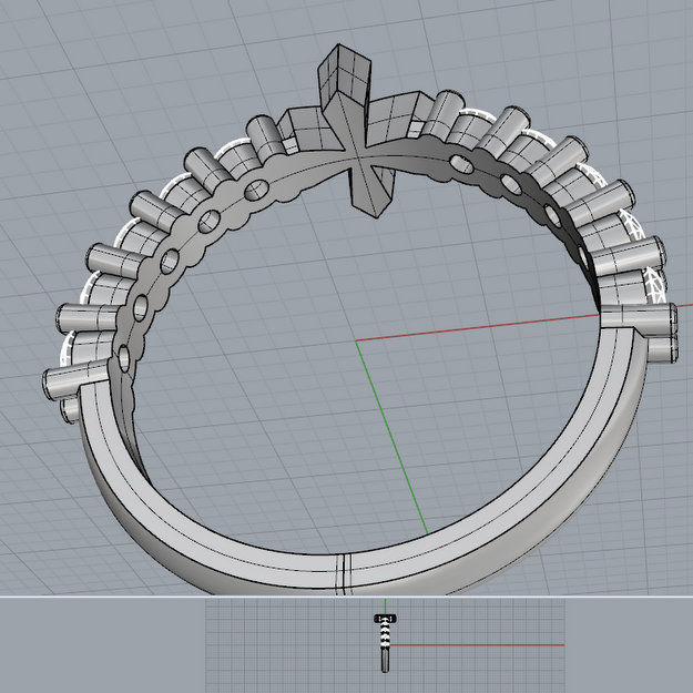 Cross Diamond Ring 3D print model_6