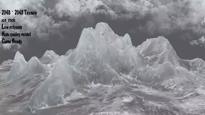 iceberg mountain range with clouds in sky