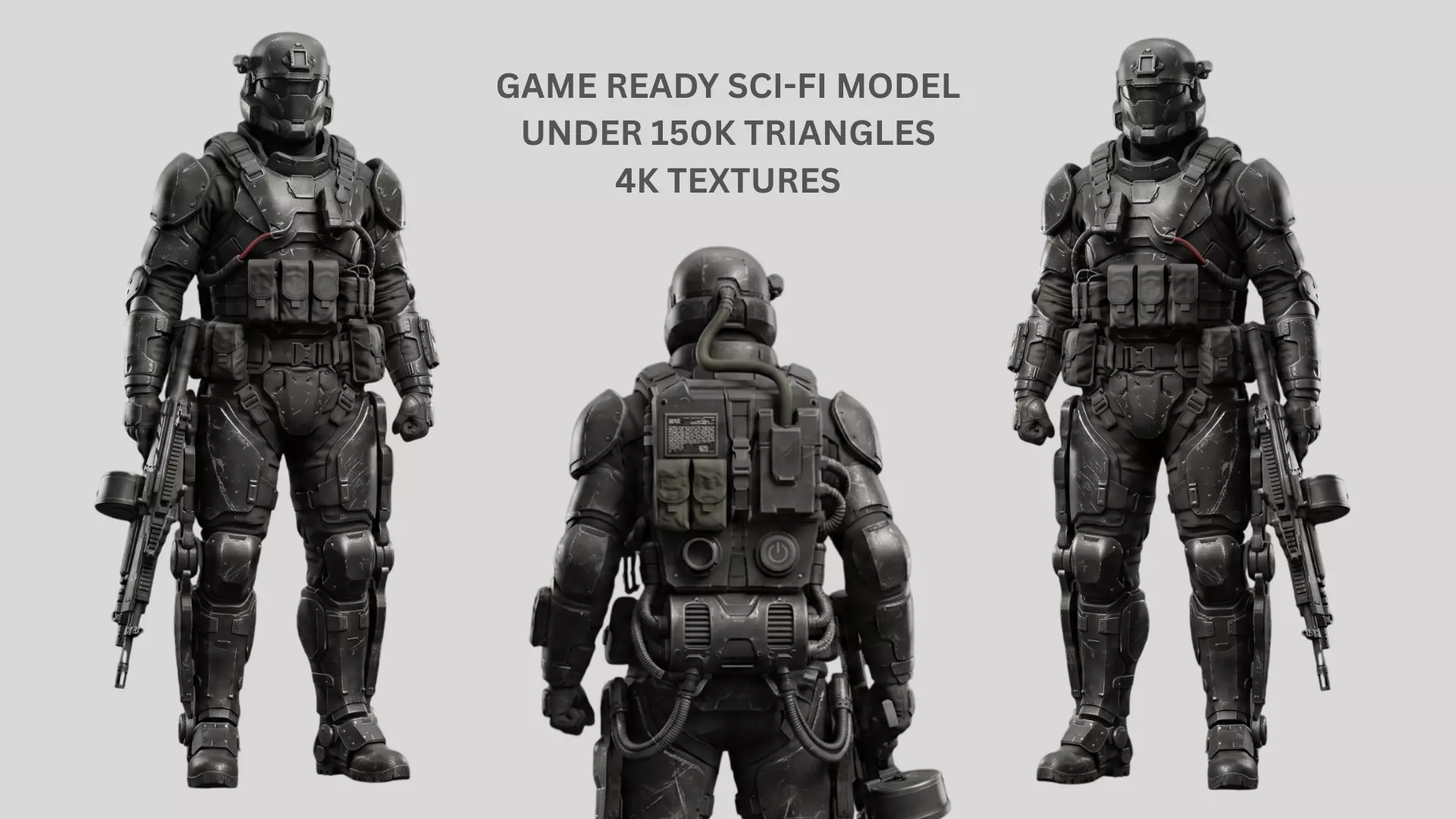 Game Ready Sci-Fi Heavy Assault Soldier Character 3D Model Low-poly 3D model