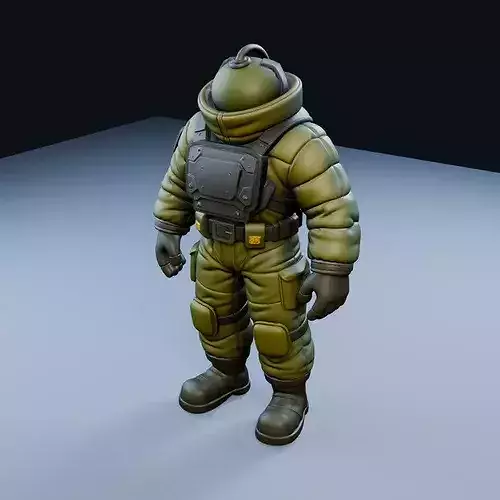 Bomb Suit with Thick Padding Low Poly PBR Game Asset