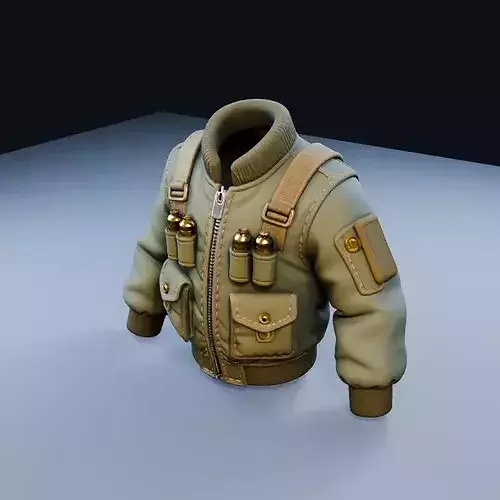 Flak Jacket with 60s Pouches Low Poly PBR Game Asset