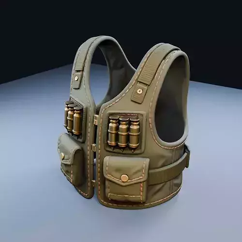 Soviet-Era Flak Vest Low Poly PBR Game Asset