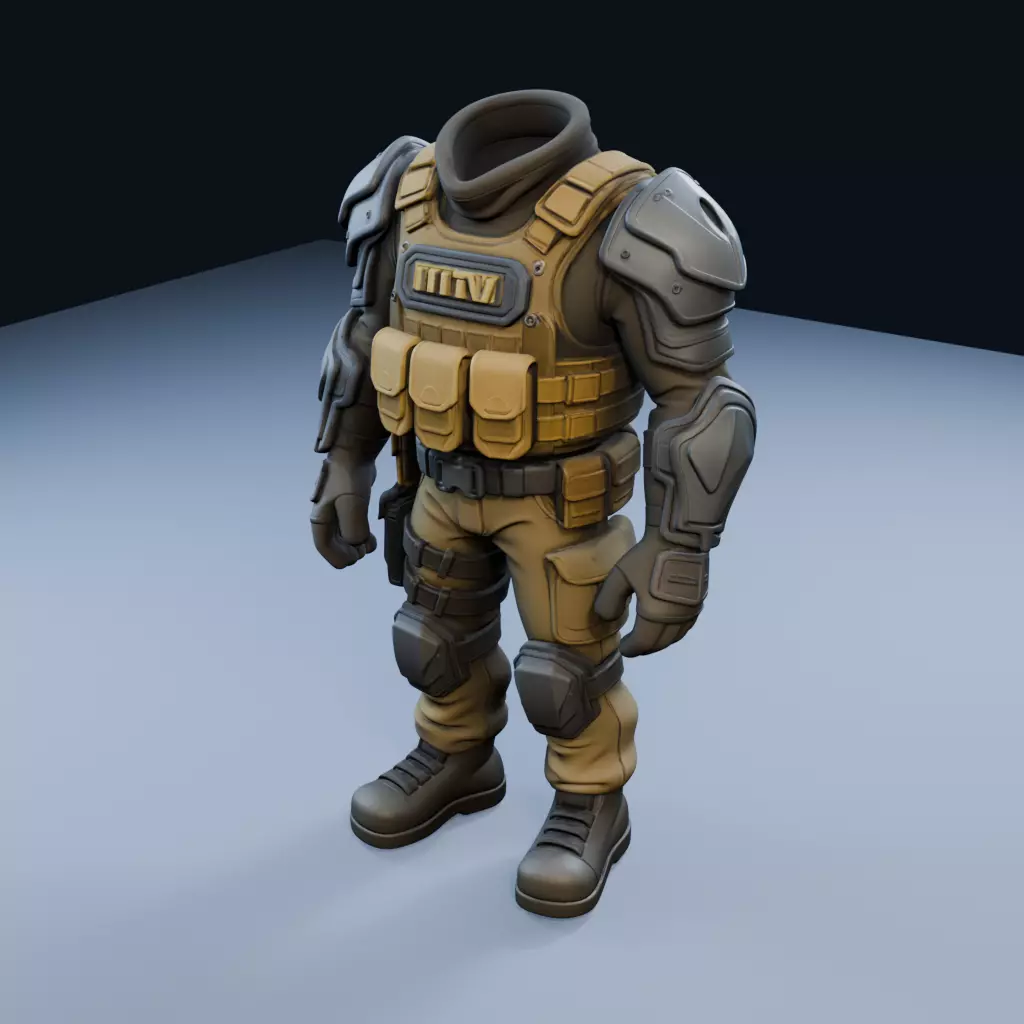 Modern IOTV with Deltoid Protectors High-Detail PBR Model Low-poly 3D model