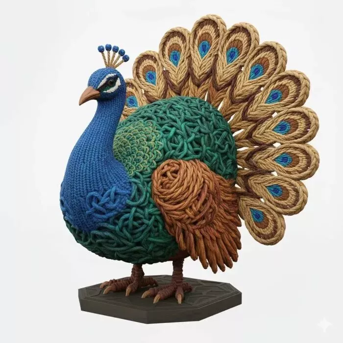 Peacock Amigurumi Style STL File for 3D Printing 3D print model