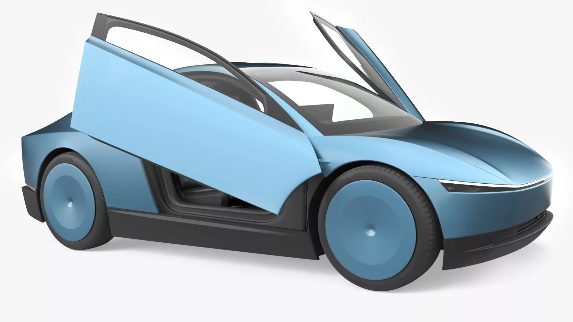 Electric Coupe Vehicle Blue Rigged 3D model