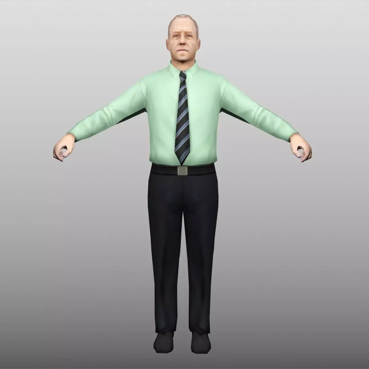 B-man Low Poly man in shirt and tie Low-poly 3D model_0