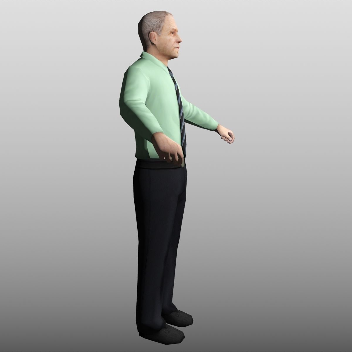 B-man Low Poly man in shirt and tie Low-poly 3D model_1