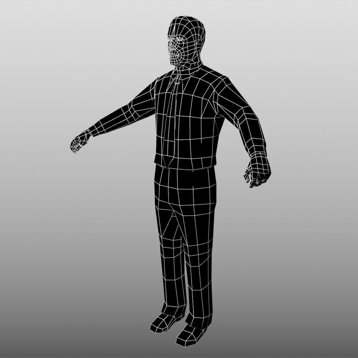 B-man Low Poly man in shirt and tie Low-poly 3D model_3