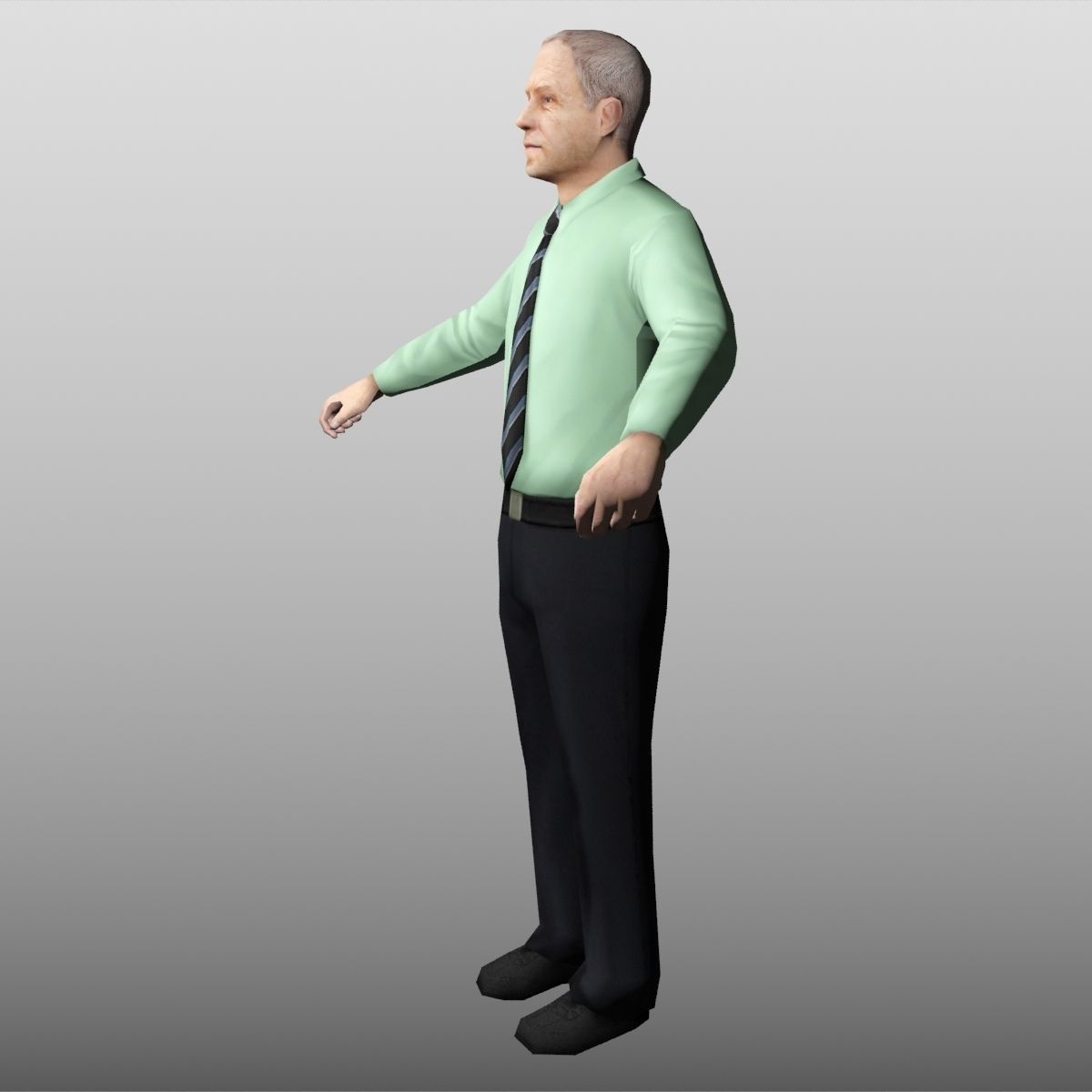 B-man Low Poly man in shirt and tie Low-poly 3D model_2