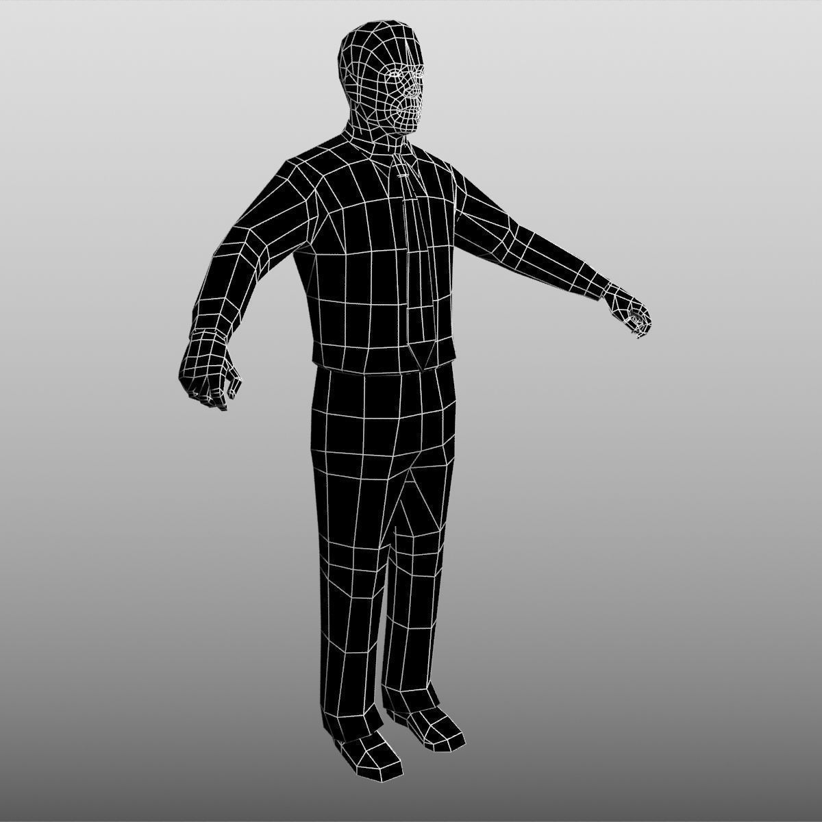 B-man Low Poly man in shirt and tie Low-poly 3D model_4