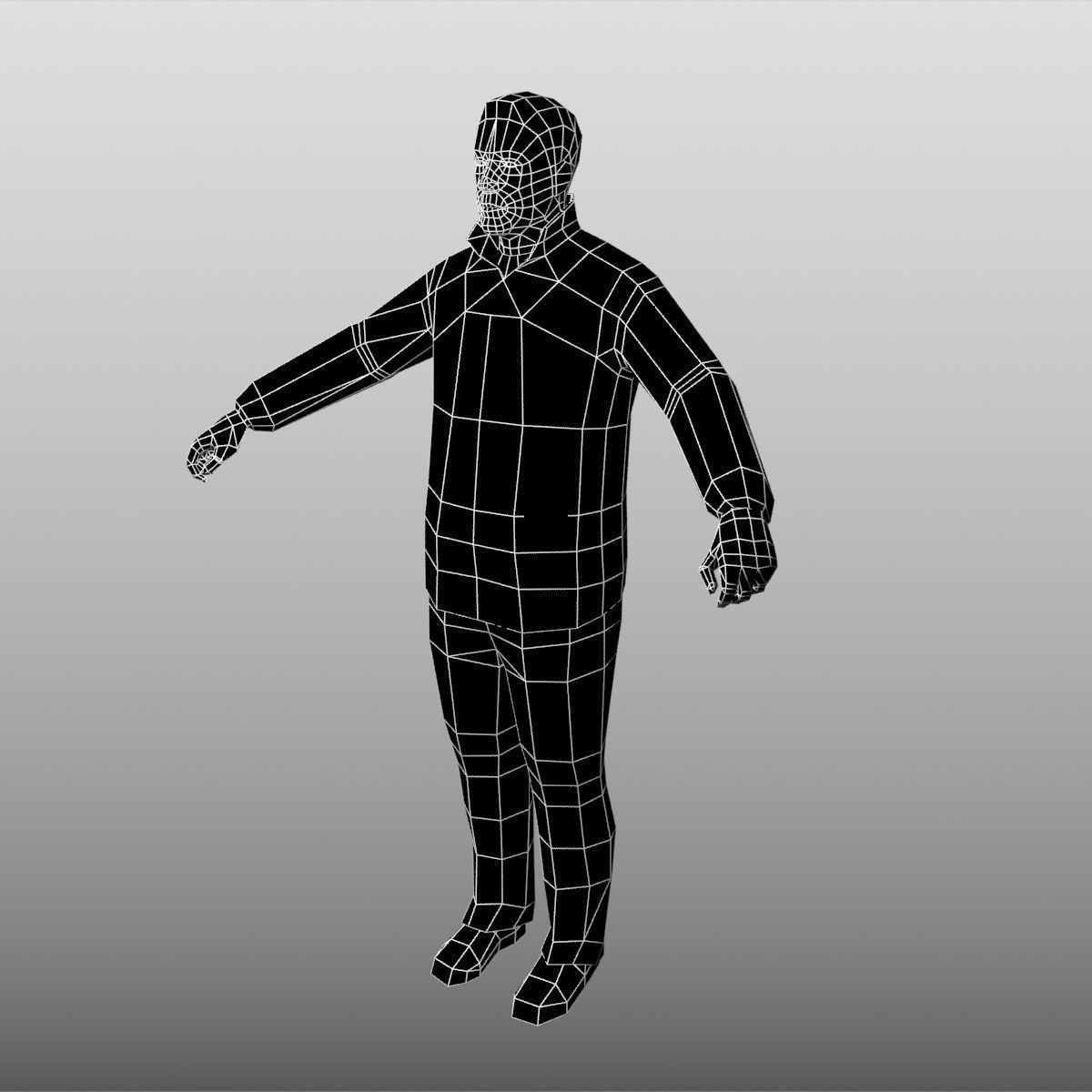 C-Man Low Poly 2 man in outfit Low-poly 3D model_1