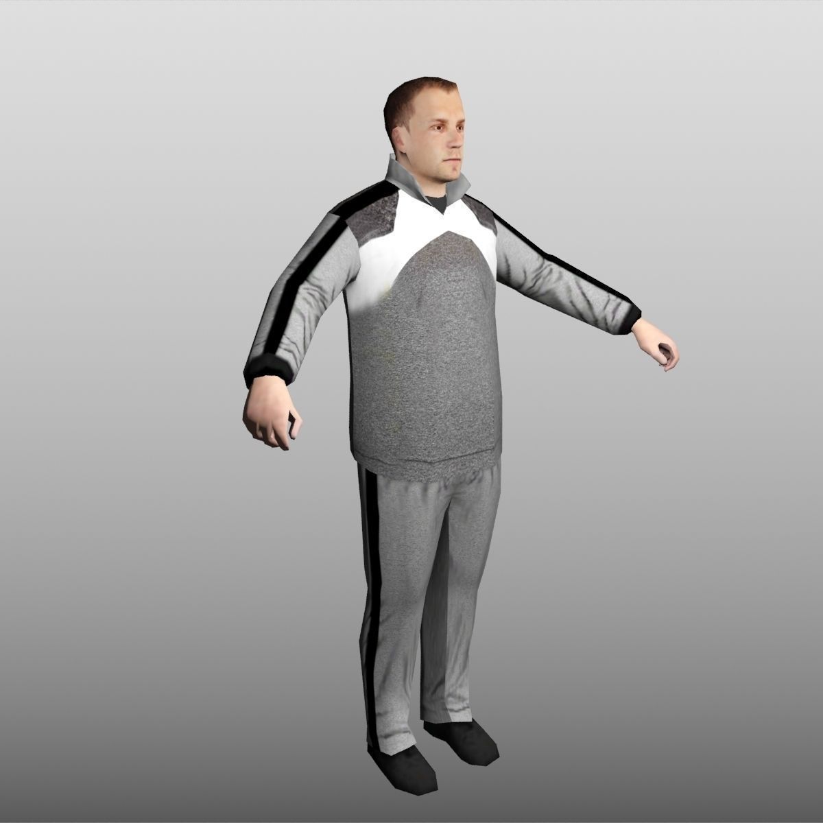 C-Man Low Poly 2 man in outfit Low-poly 3D model_2