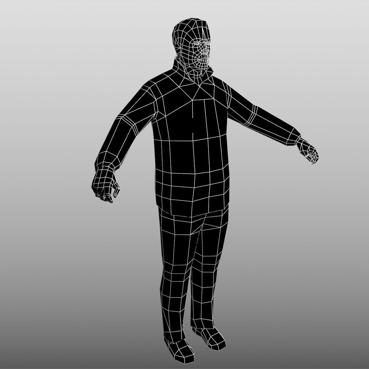 C-Man Low Poly 2 man in outfit Low-poly 3D model_3