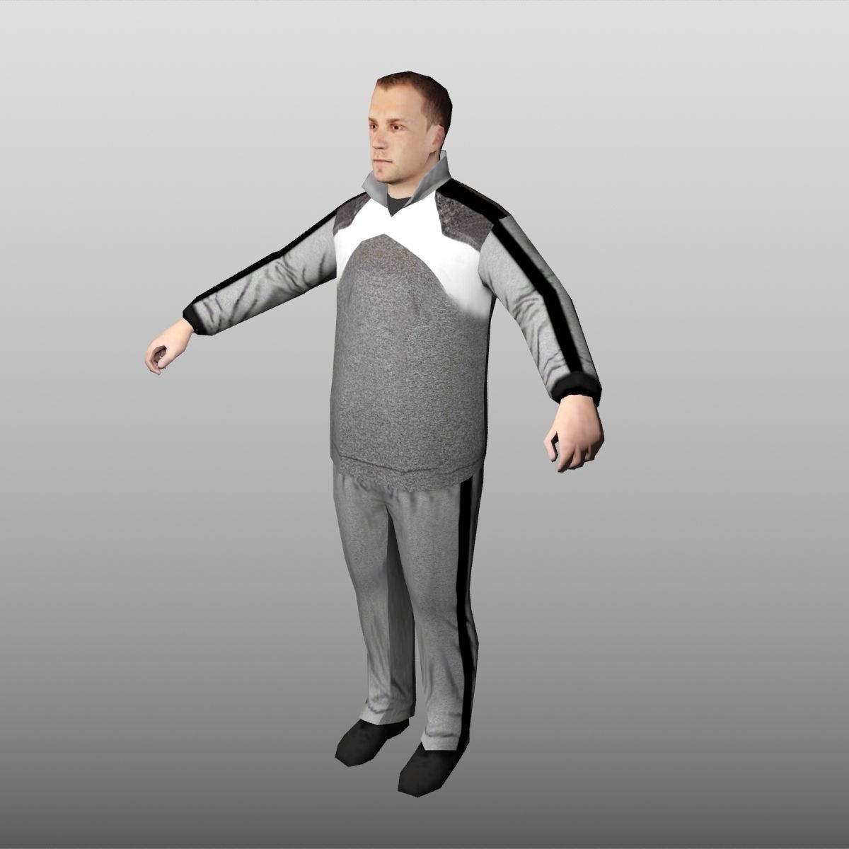 C-Man Low Poly 2 man in outfit Low-poly 3D model_4