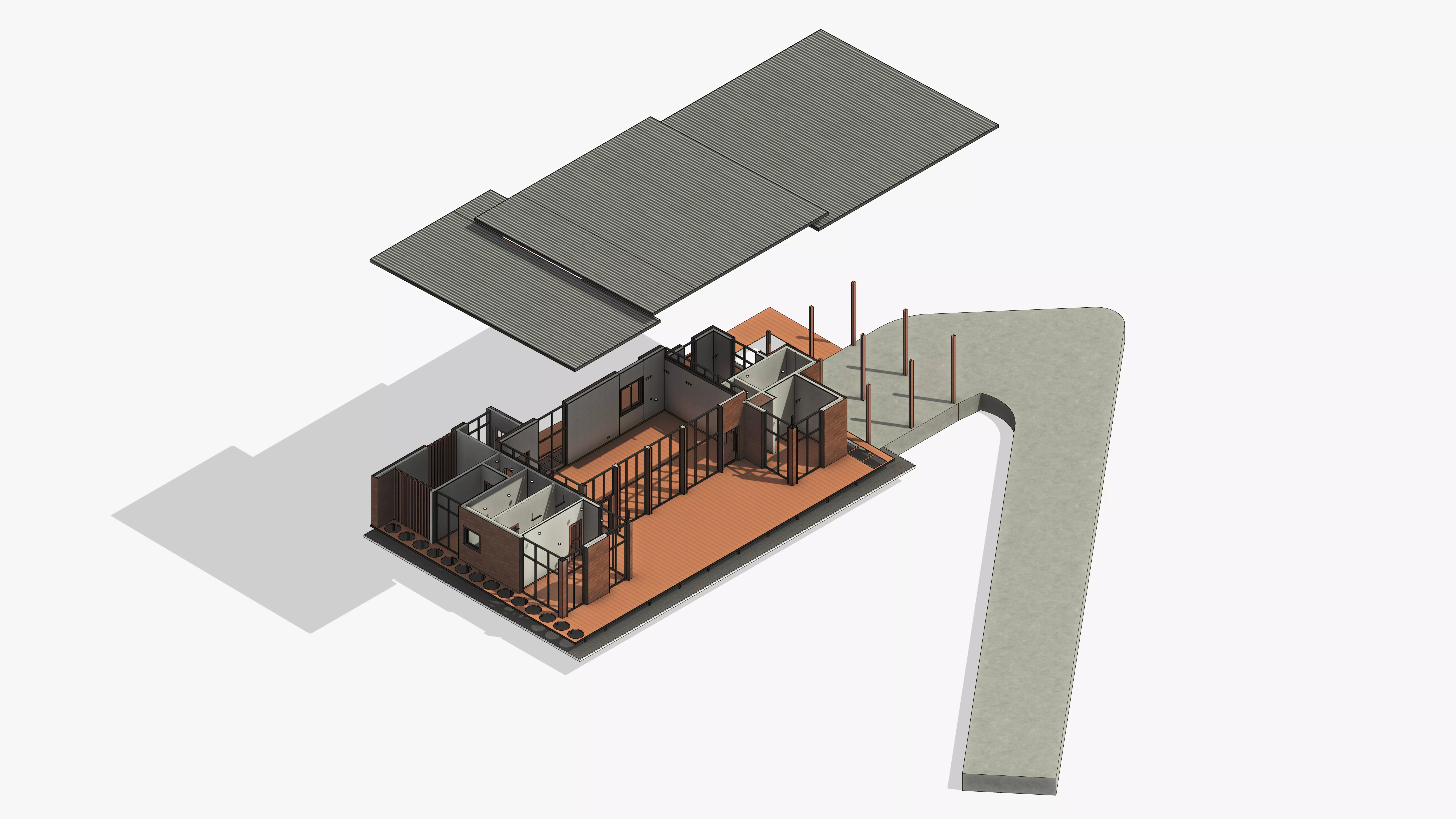 Modern Country House BIM Native Revit Project 3DMAX FBX 3D model