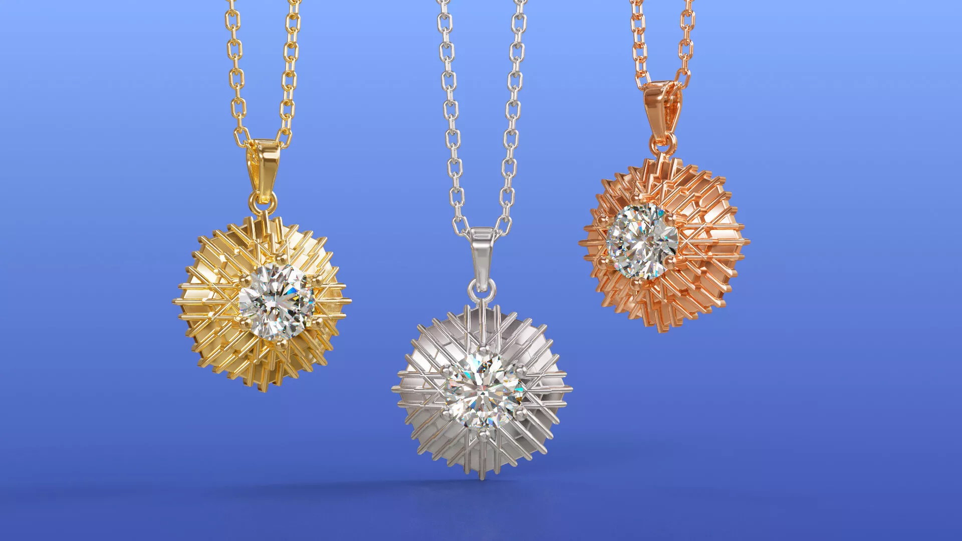 Radiant Starburst Octagon Diamond Pendant Crisscrossing Linear 3D print model